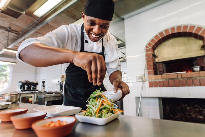 Chef preparing salad